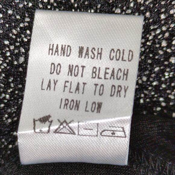 White Birch Women's Plus 3X Black Metallic Silver Button Up Shirt Drop Shoulder - Picture 6 of 6